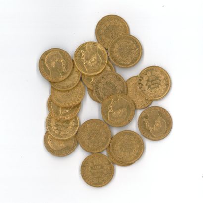 20 gold coins: 20 FF Napoleon III bareheaded,...