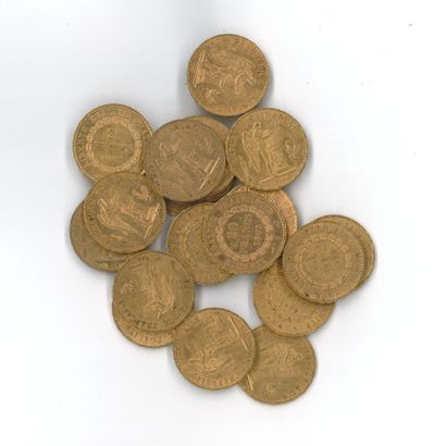 20 gold coins: 20 FF Génie (1875 A x 1, 1876...