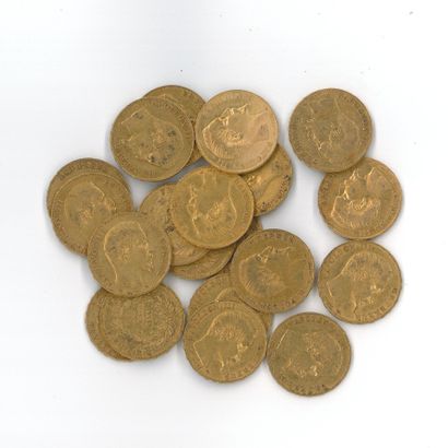 20 gold coins: 20 FF Napoleon III bareheaded...