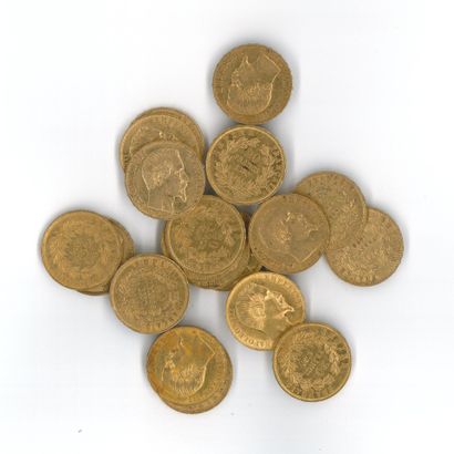 20 gold coins: 20 FF Napoleon III bareheaded,...