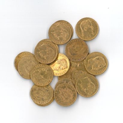 20 gold coins: 20 FF Napoleon III laureate...