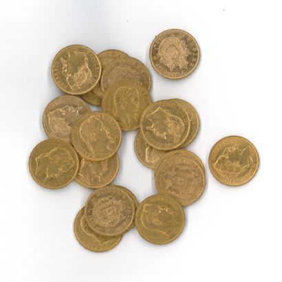 20 gold coins: 20 FF Napoleon III laureate...