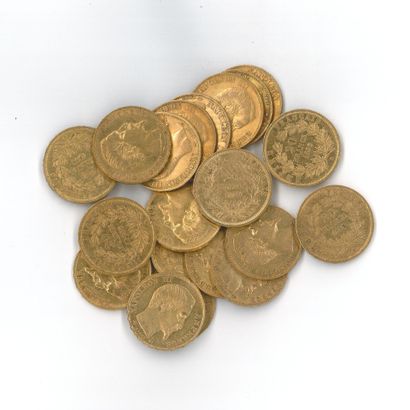 20 gold coins: 20 FF Napoleon III bareheaded,...