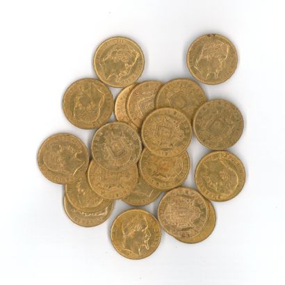 20 gold coins: 20 FF Napoleon III laureate...