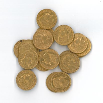 20 gold coins: 20 FF Napoleon III laureate...