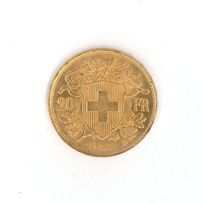 1 gold coin: 20 Swiss Francs, 1922
