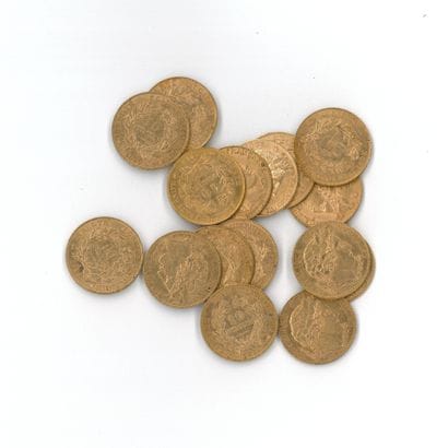 16 gold coins: 10 FF Cérès (1895 A x 3, 1896...