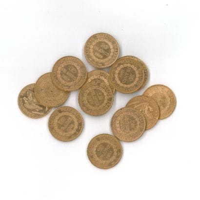 14 gold coins: 20 FF Génie 1895 A