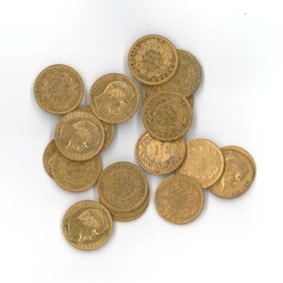 20 gold coins : 20 FF Napoléon III bare head...
