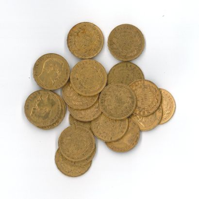 20 gold coins: 20 FF Napoleon III bare-headed...