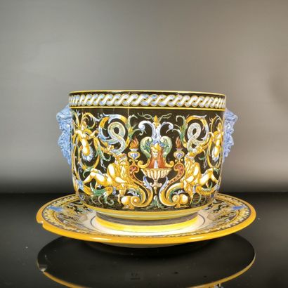 GIEN
Polychrome earthenware planter and inner...