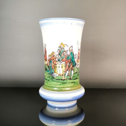GIEN
Polychrome earthenware vase, decorated...