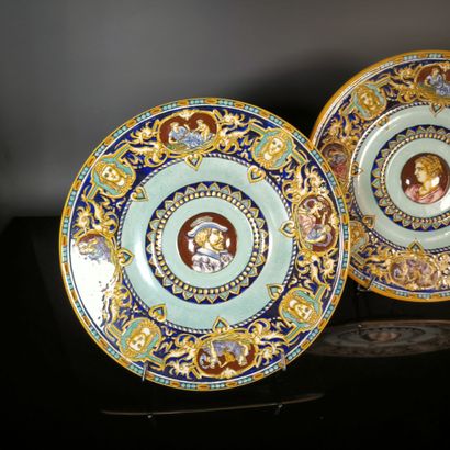 GIEN
Pair of polychrome earthenware display...