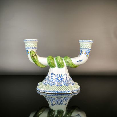 GIEN
Two-armed candlestick made of polychrome...