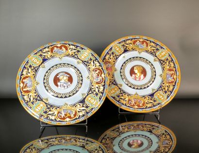 GIEN
Pair of polychrome earthenware display...