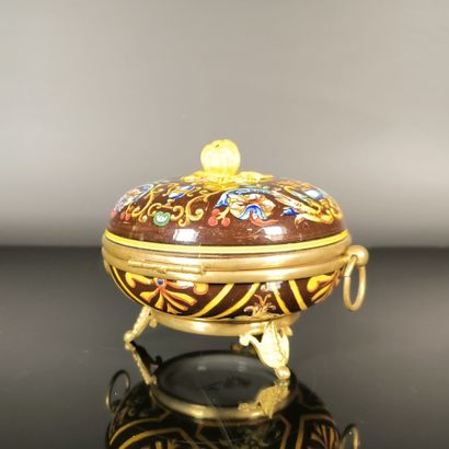 GIEN
Polychrome earthenware candy dish with...