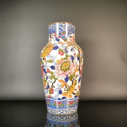 GIEN
Polychrome earthenware baluster vase,...