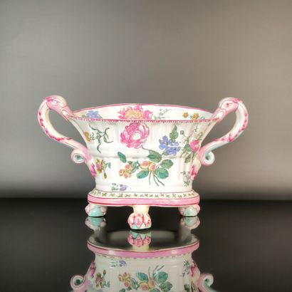 GIEN
Polychrome earthenware planter, decorated...