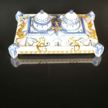 GIEN
Rectangular inkwell made of polychrome...