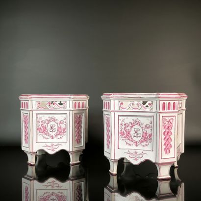 GIEN
Pair of square, openwork earthenware...