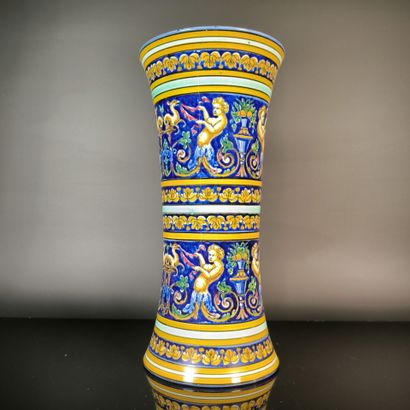 GIEN
Polychrome earthenware conical vase...