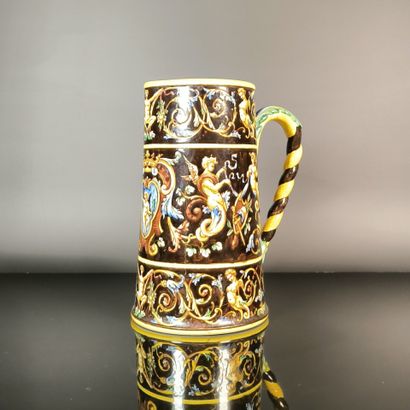 GIEN
Polychrome earthenware pitcher with...