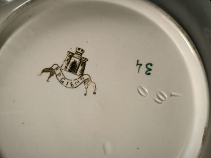 GIEN. Set of 4 polychrome earthenware pieces...