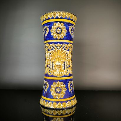 GIEN
Polychrome earthenware conical vase,...