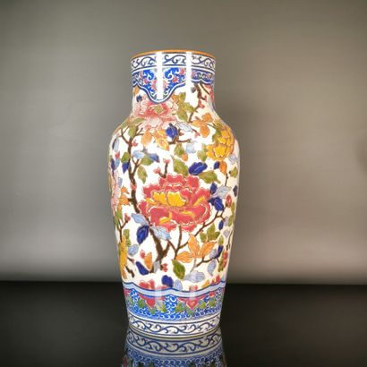 GIEN
Polychrome earthenware baluster vase,...