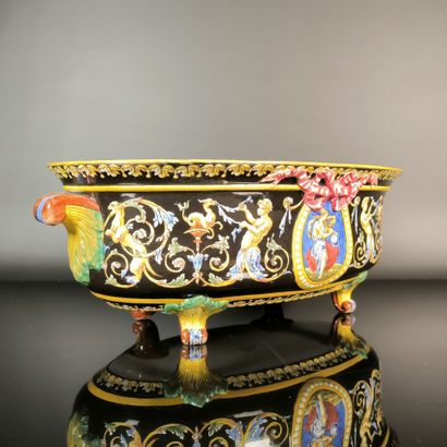 GIEN
Oval polychrome earthenware planter...