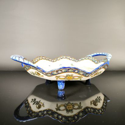 GIEN
Polychrome earthenware bowl with handles,...