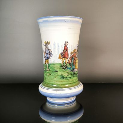 GIEN
Polychrome earthenware vase, decorated...