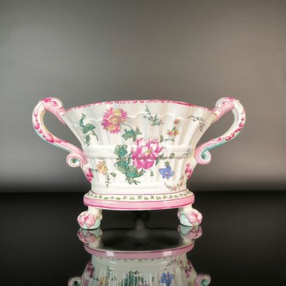 GIEN
Polychrome earthenware planter, decorated...