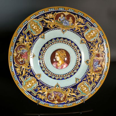 GIEN
Pair of polychrome earthenware display...