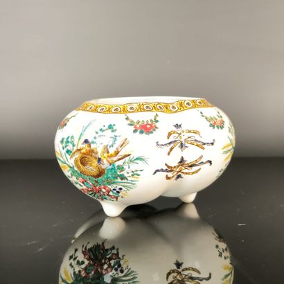 GIEN
Polychrome earthenware tripod vase,...