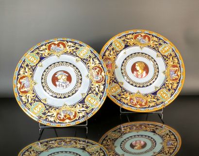 GIEN
Pair of polychrome earthenware display...