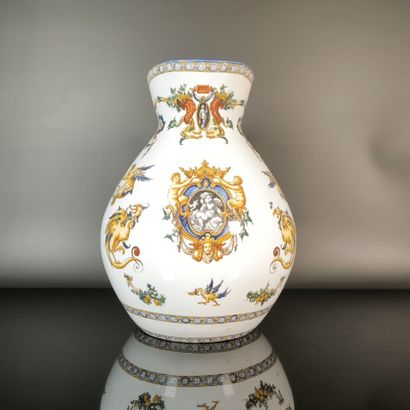 GIEN
Polychrome earthenware jug with Renaissance-style...