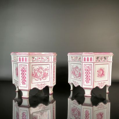 GIEN
Pair of square, openwork earthenware...