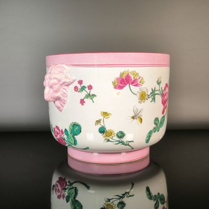 GIEN
Polychrome earthenware planter, decorated...