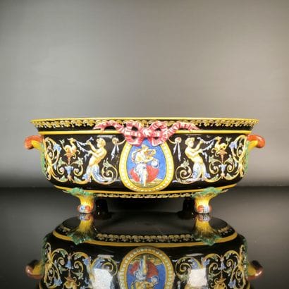 GIEN
Oval polychrome earthenware planter...