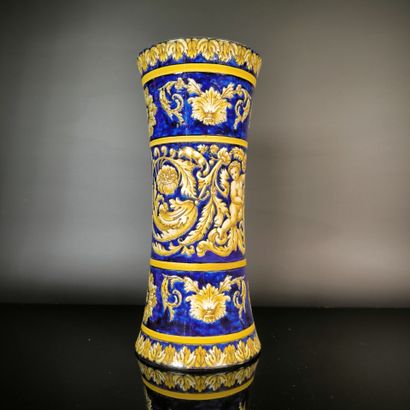 GIEN
Polychrome earthenware conical vase,...