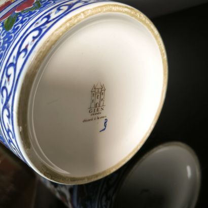 GIEN
Polychrome earthenware baluster vase,...