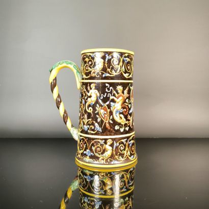 GIEN
Polychrome earthenware pitcher with...