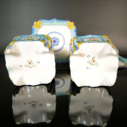 GIEN
Pair of square polychrome earthenware...