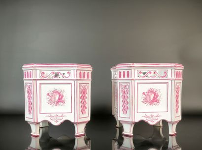GIEN
Pair of square, openwork earthenware...