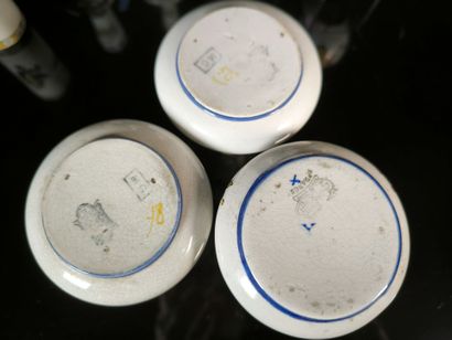 GIEN. Set of 9 polychrome earthenware vases...