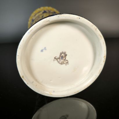 GIEN
Polychrome earthenware conical vase,...