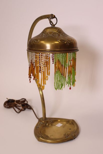 Lampe de bureau en laiton à pampilles en...