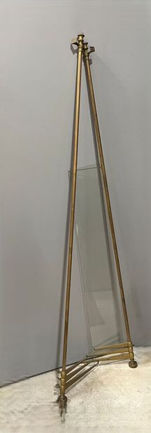 Brass wall shelf with three adjustable glass...