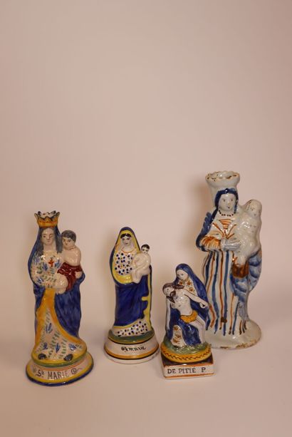 4 vierges en faïence rustique
XIX et XXème...